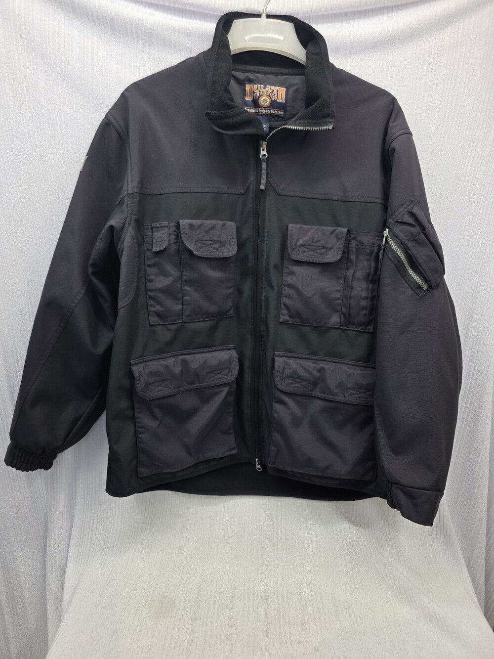 VTG Duluth Trading Men's Black Workwear/Utility Jacket Multi Pocket Size L